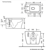 W/HUNG WC W/SLIM UF SEAT COVER ( BOLT DISTANCE 7INCH)-AQUANT-( WHITE-485x355x420 mm-19.4X14.2X16.8inch)