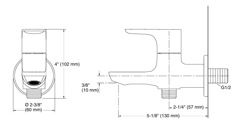 ALEO-2 WAY BIB COCK W/FLANGE - KOHLER POPULAR -  ( POLISHED CHROME - POPULAR - 0x15 mm - 0inchX0.6inch )