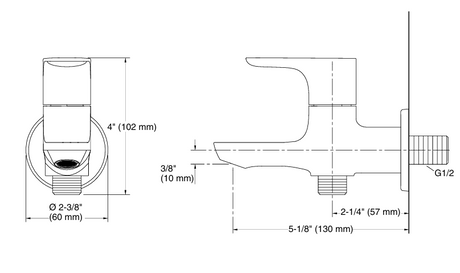 ALEO-2 WAY BIB COCK W/FLANGE - KOHLER POPULAR -  ( POLISHED CHROME - POPULAR - 0x15 mm - 0inchX0.6inch )