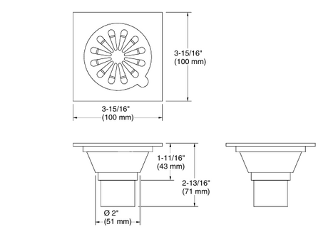 FLOOR DRAIN - KOHLER POPULAR -  ( POLISHED CHROME - POPULAR -100x100 mm - 4inchX4inch )