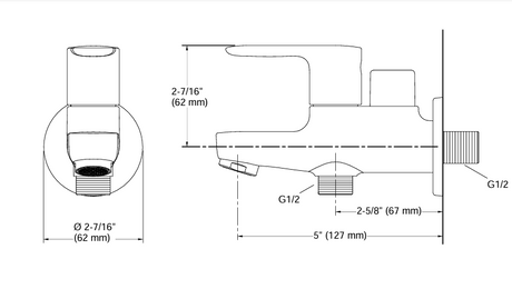 JULY-2 WAY BIB COCK W/FLANGE - KOHLER POPULAR-(POLISHED CHROME - POPULAR - 0x15 mm - 0inchX0.6inch )