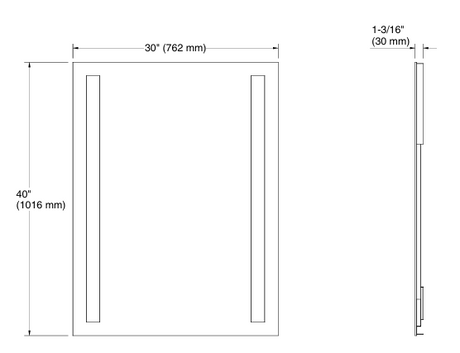 RECT. COLUMN LIGHTED MIRROR - KOHLER LUXURY-(LUXURY-1016x762 mm - 40inchX30inch )