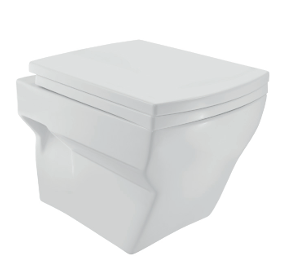 WALL HUNG WC WITH PP SOFT CLOSE SEAT COVER ( BOLT DISTANCE 9INCH) - ESSCO SWARE -  ( WHITE - ORBIT - 0x0 mm - 0inchx0inch )