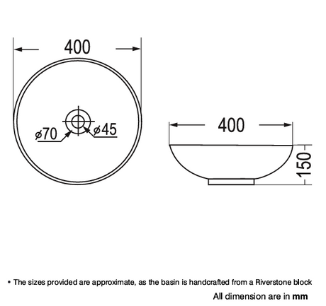 CREAM STONE WASH BASIN - AQUANT -  ( TRAVERTINE MARBLE -  - 400x400 mm - 16inchX16inch )