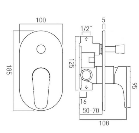 SL BATH MIXER SET(CONC.BODY&S.L.EXPOSED) - VADO -  ( CHR - ASCENT - 12x12 mm - 0.5inchX0.5inch )