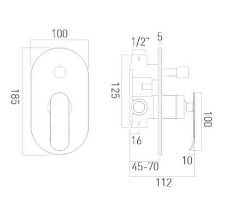 SL BATH MIXER SET(CONC.BODY & S.L.EXP.P) - VADO -  ( CHR - KOVERA - 12x12 mm - 0.5inchX0.5inch )