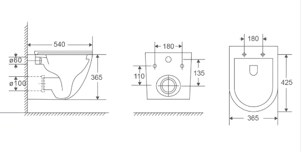 GENERATION 3 RIMLESS TORNADO QUIET - SWIRL FLUSHING WC WITH SLIM UF SEAT COVER - AQUANT -  ( MATT BLACK -  - 540x365 mm - 21.6inchX14.6inch )