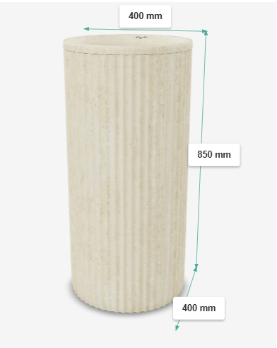 FREE STANDING STONE PEDESTAL WASH BASIN - AQUANT -  ( TRAVERTINE MARBLE - APOLLO CREMA - 850x400 mm - 34inchX16inch )