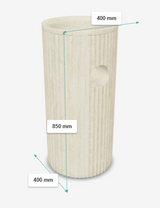 FREE STANDING STONE PEDESTAL WASH BASIN - AQUANT -  ( TRAVERTINE MARBLE - APOLLO CREMA - 850x400 mm - 34inchX16inch )