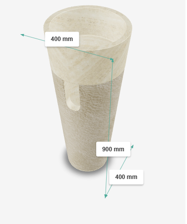 FREE STANDING CREAM STONE BASIN(H-36  ) - AQUANT -  ( TRAVERTINE MARBLE(INDONESIA) -  - 400x400 mm - 16inchX16inch )