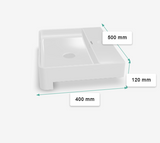 SEMI RECESSED WASH BASIN - AQUANT -  ( WHITE -  - 500x425x120 mm - 20inchX17inchX4.8inch )