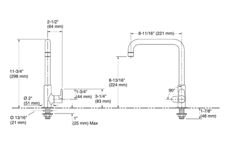 JULY KITCHEN FAUCET- DM Cold Only - KOHLER POPULAR -  ( POLISHED CHROME - POPULAR - 0x15 mm - 0.5inchX0.6inch )