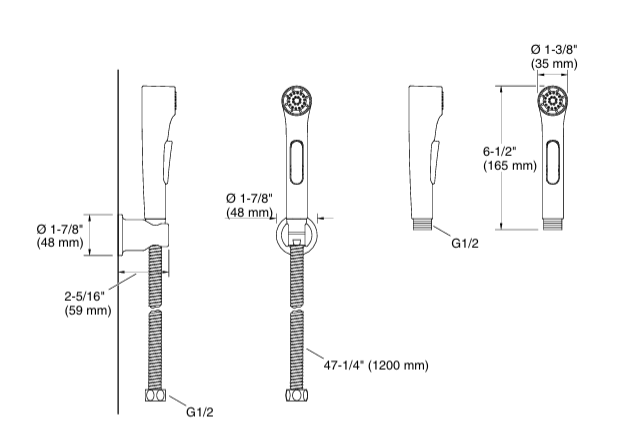 ELATE-HEALTH FAUCET W/HOSE & BRACKET - KOHLER POPULAR -  ( POLISHED CHROME - POPULAR - 0x0 mm - 0inchx0inch )