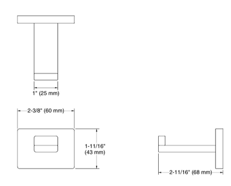 COMPLEMENTARY-SQUARE SINGLE ROBE HOOK - KOHLER POPULAR -  ( POLISHED CHROME - POPULAR - 0x0 mm - 0inchx0inch )