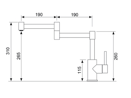 STAINLESS STEEL TABLE MOUNTED ADJUSTABLE SINK MIXER - AQUANT -  ( STAINLESS STEEL - MATT FINISH - 0x15 mm - 0inchX0.6inch )