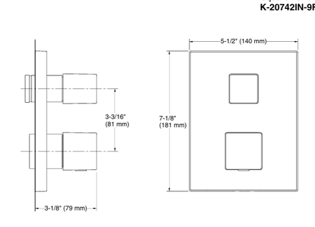 HIGH FLOW THERMOSTATIC DIVERTER WITH 3 OUTLETS 20MM INLET SQUARE SHAPE - AQUANT -  ( ROSE GOLD -  - 20x0 mm - 0.8inchX0inch )