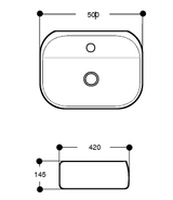 TABLE / WALL MOUNTED CERAMIC WASH BASIN WITH TAP HOLE - AQUANT -  ( WHITE -  - 500x420x145 mm - 20inchX16.8inchX5.8inch )