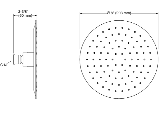 RAINDUET EDGE ROUND RAINHEAD - KOHLER PREMIUM -  ( POLISHED CHROME - PREMIUM - 0x203 mm - 8.1inchX0inch )