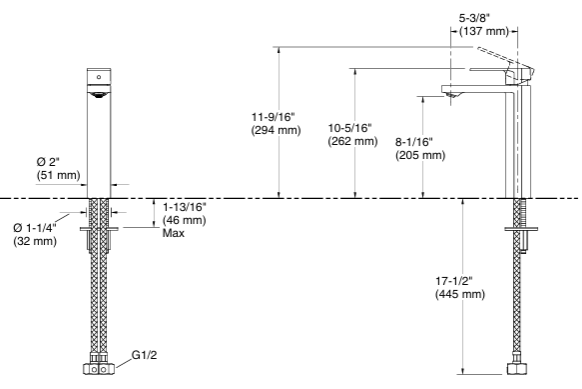 PARALLEL SC TALL LAV W/O DRAIN - KOHLER PREMIUM -  ( MATTE BLACK - PREMIUM - 0x15 mm - 0inchX0.6inch )