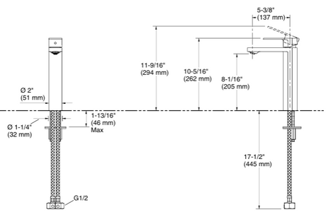 PARALLEL SC TALL LAV W/O DRAIN - KOHLER PREMIUM -  ( MATTE BLACK - PREMIUM - 0x15 mm - 0inchX0.6inch )