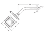 RAIN SH 100 MM GREY WT 225 MM ARM-SQUARE - HINDWARE FAUCETS -  ( POLISHED CHROME - GEOMETRIC SHOWERS - 100x100 mm - 3.9inchX3.9inch )