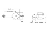 Technical drawing of a mechanical component with dimensions labeled