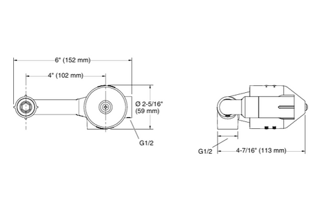 Technical drawing of a mechanical component with dimensions labeled