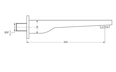 BATH TUB SPOUT - HINDWARE FAUCETS -  ( POLISHED CHROME - AVIOR-GEOMETRIC - 0x15 mm - 0inchX0.6inch )
