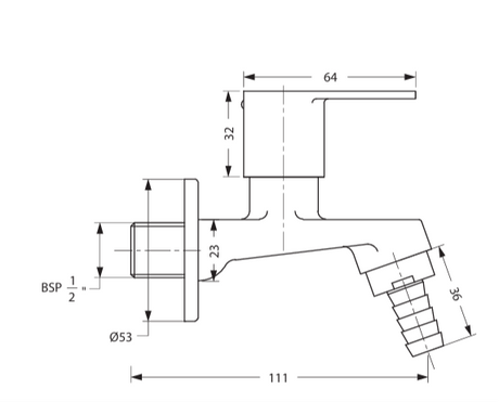 BIB COCK WITH NOZZLE - HINDWARE FAUCETS -  ( CHROME -  - 0x15 mm - 0inchX0.6inch )