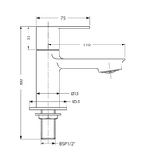 PILLAR COCK - HINDWARE FAUCETS -  ( POLISHED CHROME - ELEMENT-URBAN - 0x15 mm - 0inchX0.6inch )