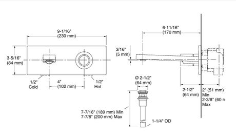 COMPOSED 1H WALL MOUNT LAV FAUCET - KOHLER LUXURY -  ( ROSE GOLD - LUXURY - 0x15 mm - 0inchX0.5inch )