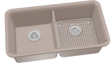 CAIRN NEOROC QUARTZ UNDERMOUNT DOUBLE EQUAL SINK W/RACK - KOHLER LUXURY -  ( MATTE TAUPE - LUXURY - 851x465 mm - 34inchX18.6inch )