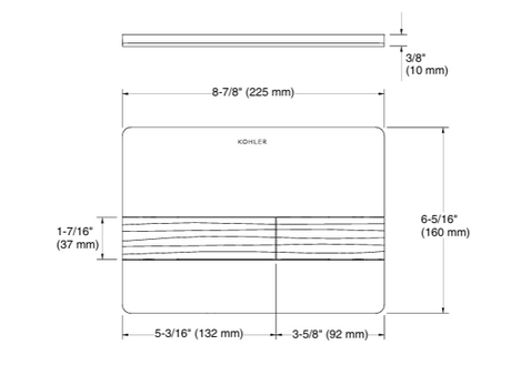 RIVERIA DUAL-FLUSH FACEPLATE MECHANICAL - KOHLER POPULAR -  ( POLISHED CHROME - POPULAR - 225x160 mm - 6inchX0inch )