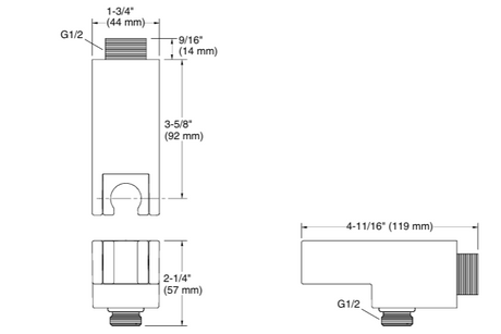STATEMENT WALL SUPPLY W/BRACKET - KOHLER LUXURY -  ( BRUSHED MODERNE BRASS - LUXURY - 0x15 mm - 0inchX0.5inch )