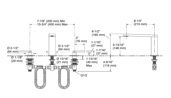 COMPOSED 2H DECK MOUNT BATH FCT-LEVER - KOHLER LUXURY - ( FRENCH GOLD - LUXURY - 0x0 mm - 0inchX0inch )