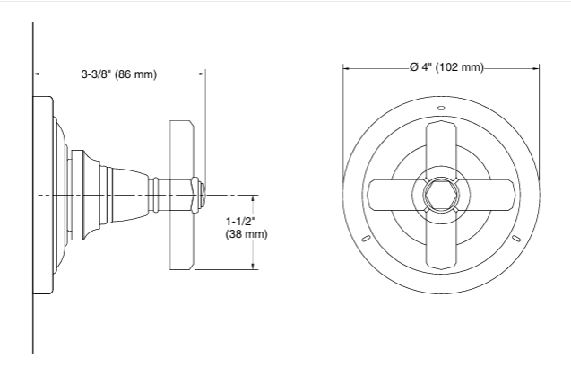 FOR TOWN 3-WAY TRANSFER TRIM, CROSS HANDLE - KOHLER LUXURY -  ( CHROME - LUXURY - 0x0 mm - 0inchX0inch )