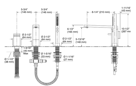 COMPOSED 3 HOLE BATH FILLER & HANDSHOWER - KOHLER LUXURY -  ( POLISHED CHROME - LUXURY - 0x0 mm - 0inchx0inch )
