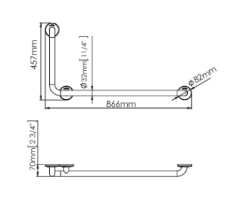 GRAB BAR LEFT 90 DEG ANGLE SATIN - JAQUAR FAUCETS - JAQUAR FAUCETS - ( SAP - ACCESSORIES - 0x0 mm - 0inchX0inch )