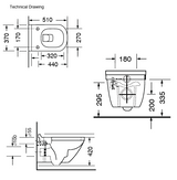 WALL HUNG WC WITH SOFT CLOSE UF SLIM SEAT COVER - AQUANT -  ( WHITE -  - 510x420x370 mm - 20.4inchX16.8inchX14.8inch )