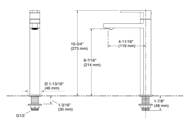 PARALLEL-TALL PILLAR TAP - KOHLER POPULAR -  ( POLISHED CHROME - POPULAR - 0x15 mm - 0inchX0.6inch )