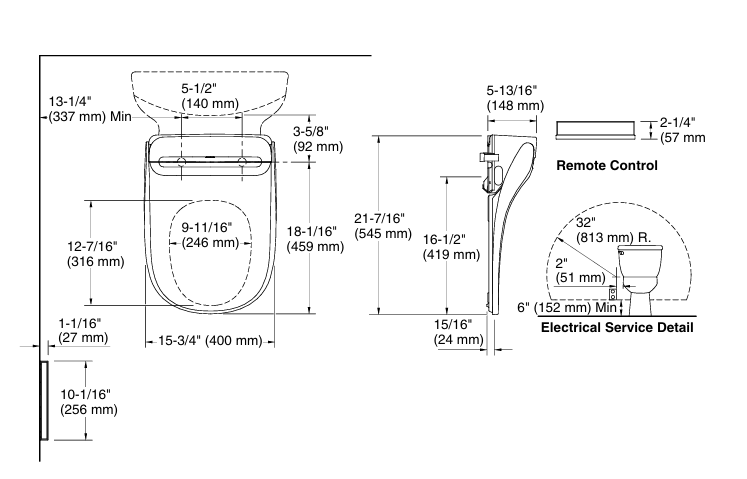 PUREWASH E880 ROUND ELECTRONIC BIDET SEAT COVER -  KOHLER LUXURY - (WHITE - LUXURY - 0x0 mm - 0inchX0inch)