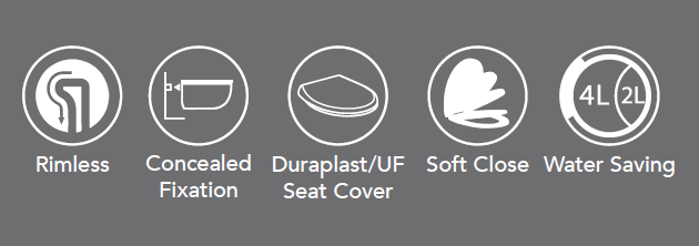 MARIANA EDGE WALL MOUNTED EWC WITH SEAT COVER - HINDWARE -  ( STAR WHITE - MARIANA EDGE - 540x360 mm - 21.6inchX14.4inch )