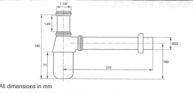 (PRUN)COMPLEMENTRY-BOTTLE TRAP W/O DRAIN PIPE - KOHLER POPULAR -  ( POLISHED CHROME - POPULAR - 0x300 mm - 0inchX12inch )