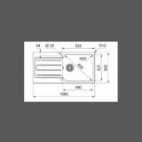 1 BOWL 611/211-100 31/2INCH WWK ND WRO - FRANKE -  ( STONE GREY - EURODOMO - 1000x500 mm - 40inchX20inch )