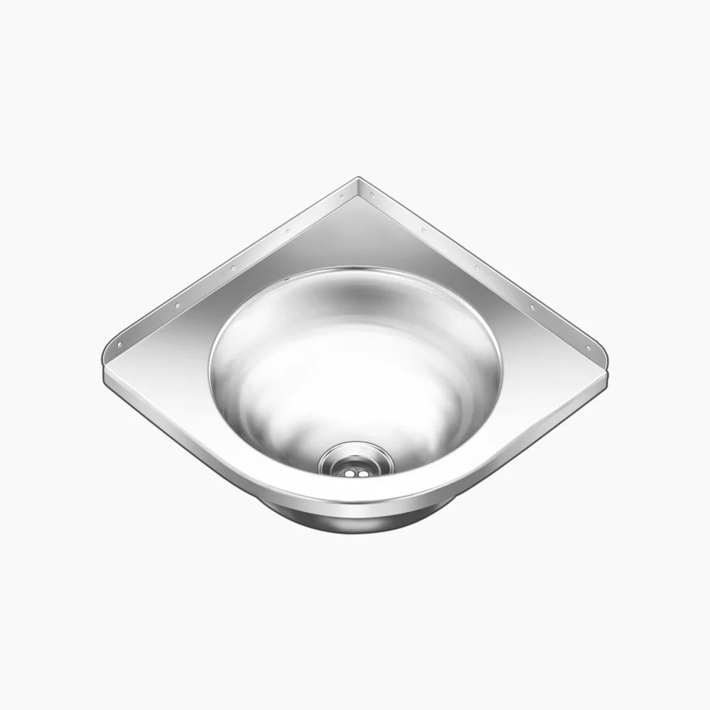 SS SINK CORNER WALL MOUNTED (DEPTH 5.5  )SMALL WONDER - NIRALI -  ( SATIN - WASH BASIN RANGE - 355x355 mm - 14inchX14inch )