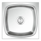 SS SINK 1.0 BOWL W/O DRAIN BOARD(DEPTH 8  ) SQUARE PLAIN DELUXE BIG - NIRALI -  ( SATIN - POPULAR SINK RANGE - 485x485 mm - 19inchX19inch )