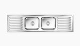 SS SINK 2.0 BOWL WITH 2 DRAIN BOARD(DEPTH 8.5  ) SUPER ELEGANCE BIG - NIRALI -  ( SATIN - POPULAR SINK RANGE - 2000x510 mm - 79inchX20inch )