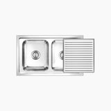 SS SINK 2.0 BOWL WITH SLIDING DRAINBOARD (DEPTH 8INCH)SUPER SILDER BIG - NIRALI -  ( ANTI-SCRATCH - D SIGNO - 850x510 mm - 33.5inchX20inch )