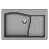 QUARTZ 1 BOWL W/SMALL DRAINBOARD (DEPTH 10INCH) - CARYSIL -  ( GRANITE METALLIC CROMA - SWAN NEW ASCEND - 850x500 mm - 34inchX20inch )