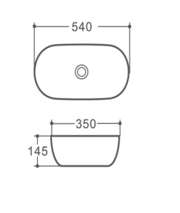 CERAMIC TABLE TOP WASH BASIN - BETTER LIVING -  (  - LUNA - 540x350 mm - 21.6inchX14inch )